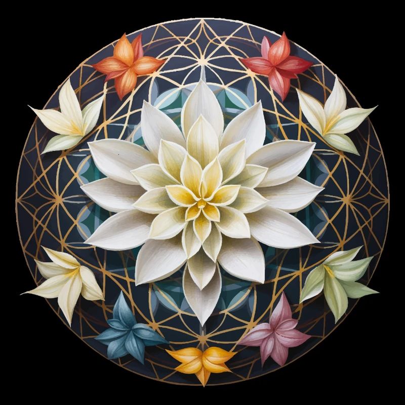 Blumen Mandala mit Lotus Geschenk Blume des Lebens