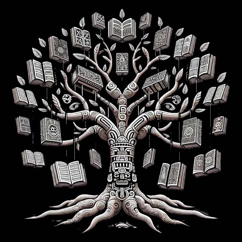 Arbre enchanté de la connaissance : arbre à livres.