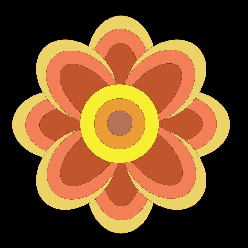 Orange Retro Flower