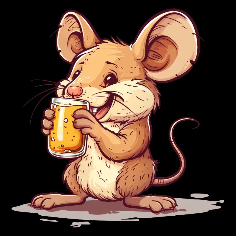 Cute Mouse Drinking Beer 2