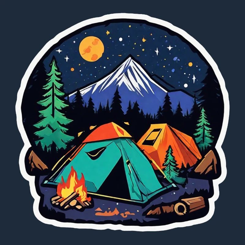 Camping, tent and campfire