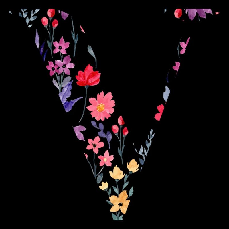 Personalized floral letter v - gift idea