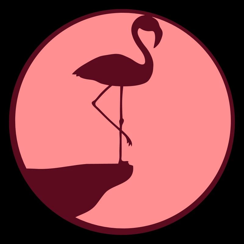 moon circle round cliff silhouette outline flamingo