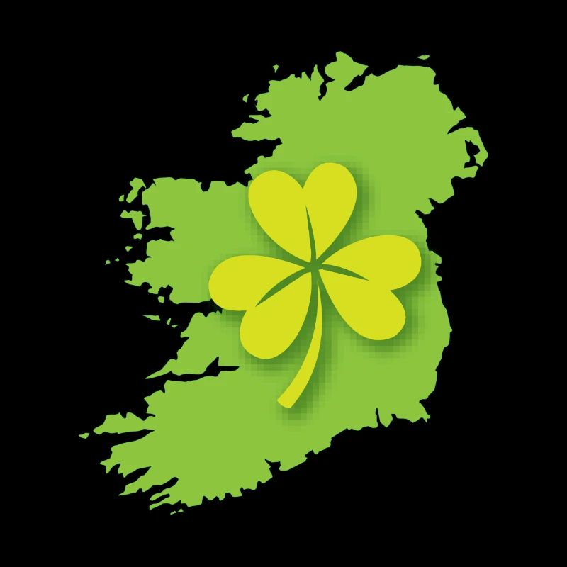 Ireland Irish map with shamrock