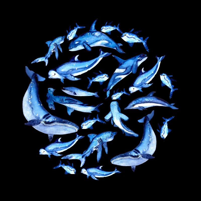 Blaue Wale Aquarell Ozean Kunst Geschenke