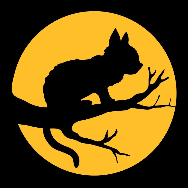 Schwarze Katze Mond Baum