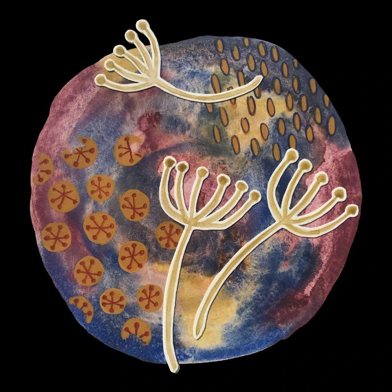 Fleurs abstraitesdans l’aquarelle