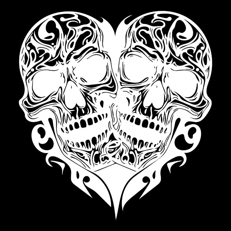 Zwei Schädeln Herz Tribal Tattoo Style