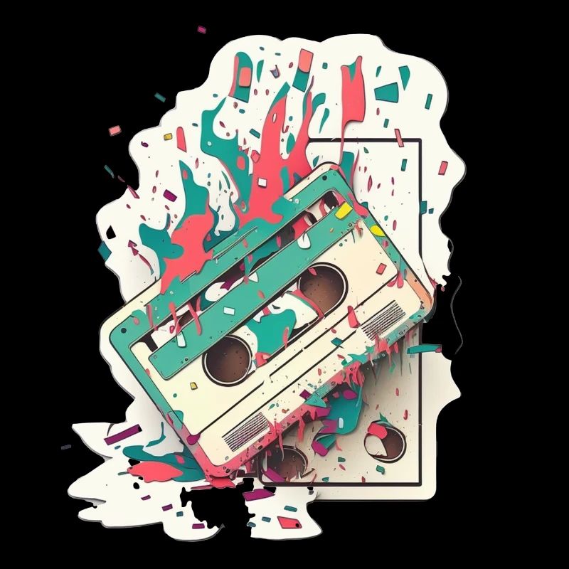 Cassette rétro en feu