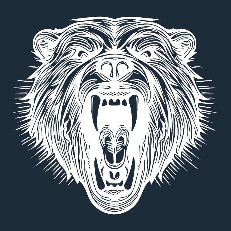 Angry bear's head with sharp teeth