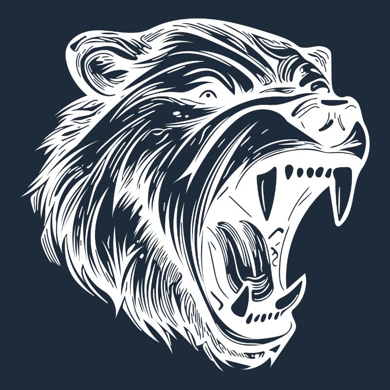 Angry Bear Tattoo Portrait with Sharp Teeth