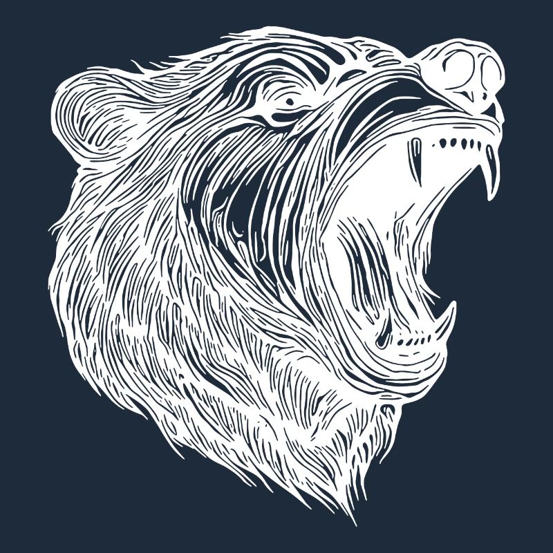 Wild bear head with sharp teeth