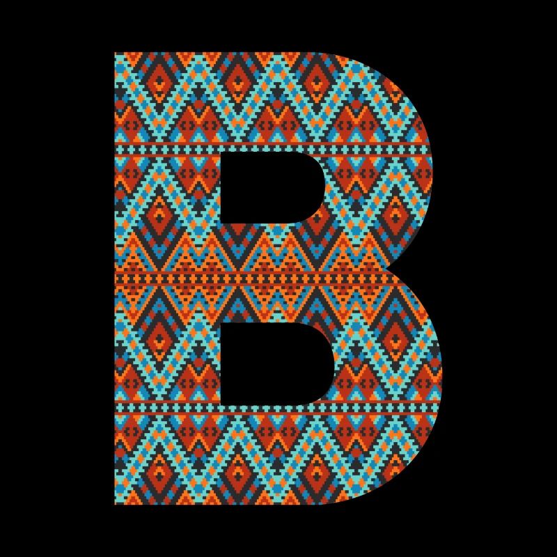 Buchstabe B- Boho-Design, buntes Monogramm