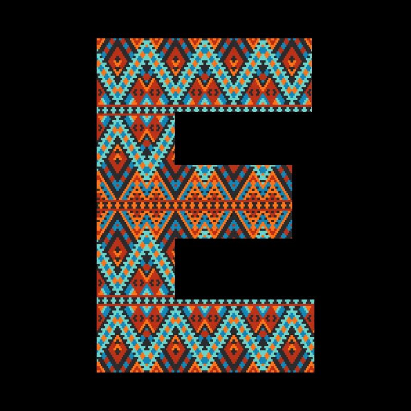 Buchstabe E-Boho-Design, buntes Monogramm