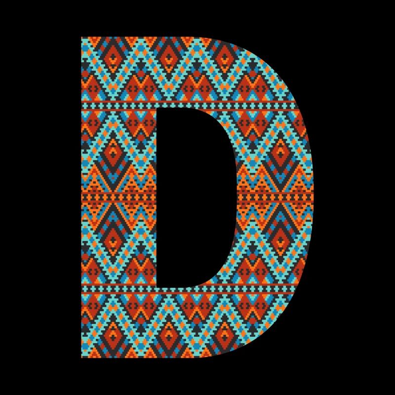 Letter D- boho design, Colorful monogram