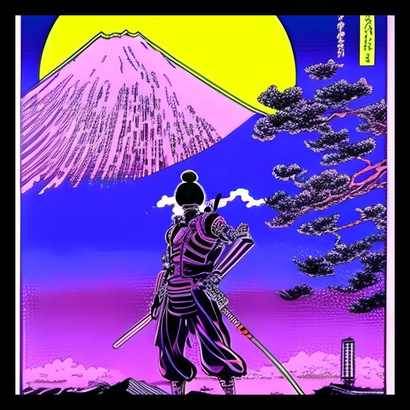 Samurai Mount Fuji Anime Retro Japon