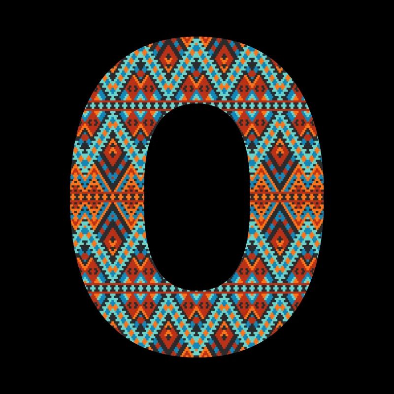 Lettre O- design boho, monogramme coloré