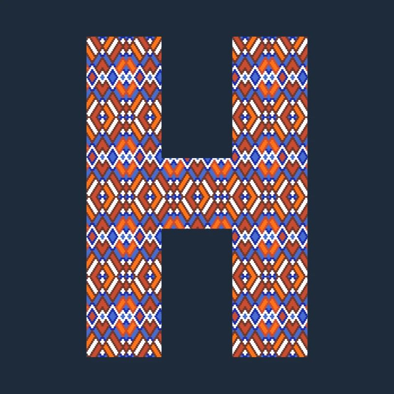 Monogram Letter H- geometric pattern