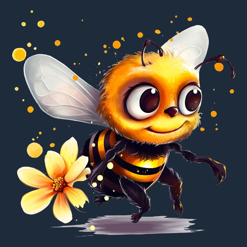 Funny bee has covered herself with bee pollen