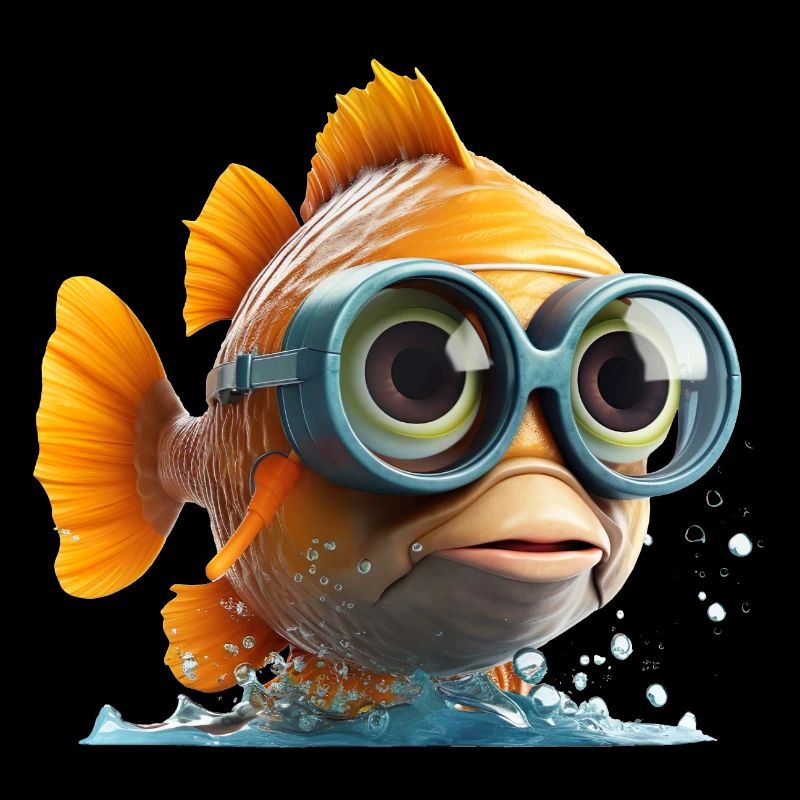 Drôle de poisson avec des lunettes de plongée