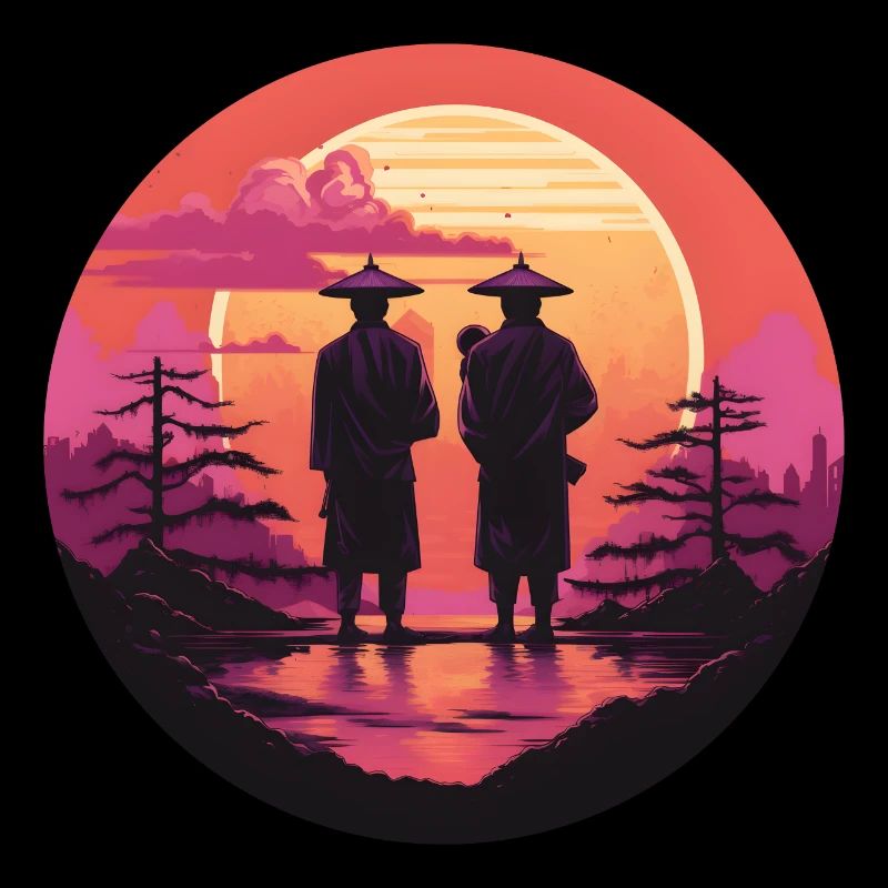 Synthwave japon hommes traditionnels