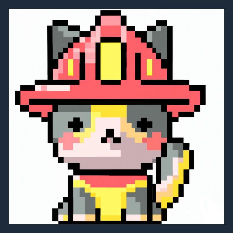 Pompier chat, Uniforme, Pixel Art