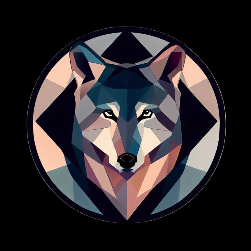 Geometrisch. Wolf auf buntem Hintergrund