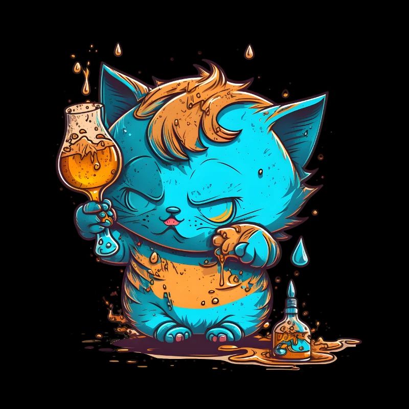 Mascotte de chat ivre mignon