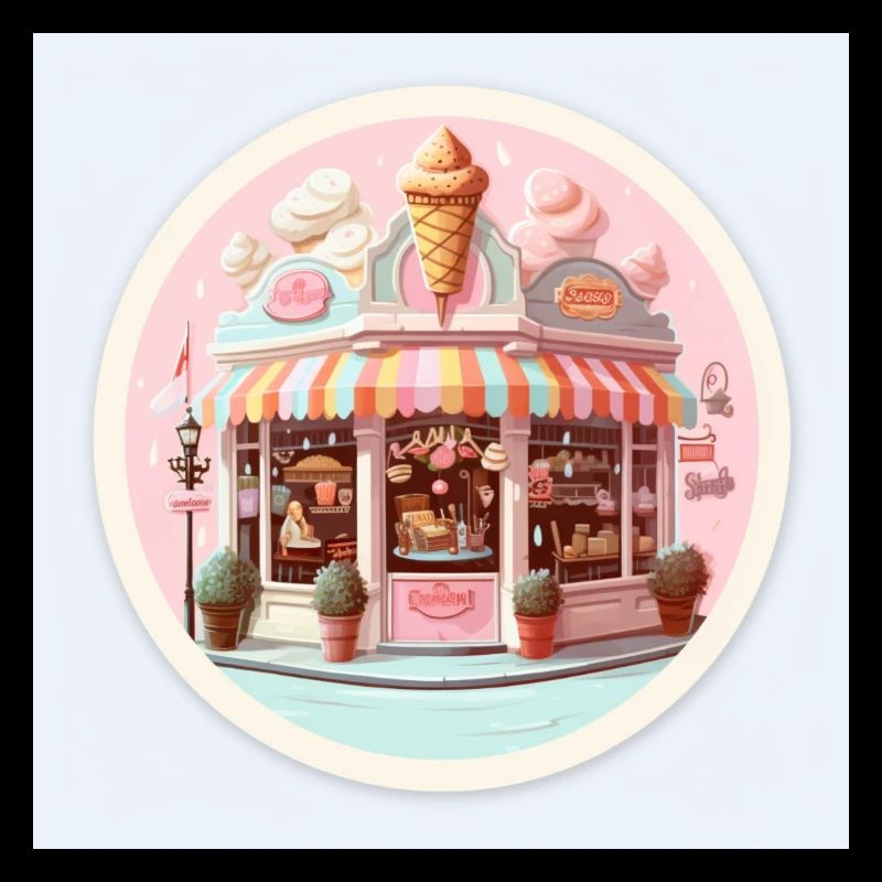 Summer Scoop Busy Ice Cream Parlor on a Hot Day