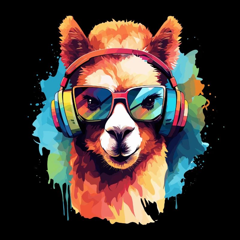 Funky Alpaka Rainbow-Art