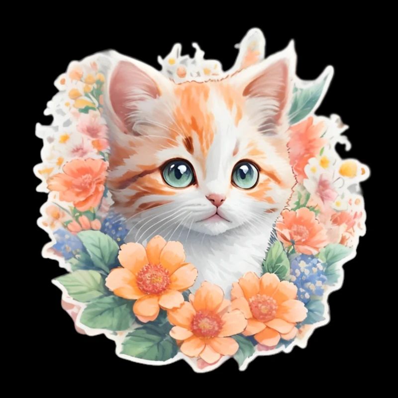 Bébé chat en fleurs
