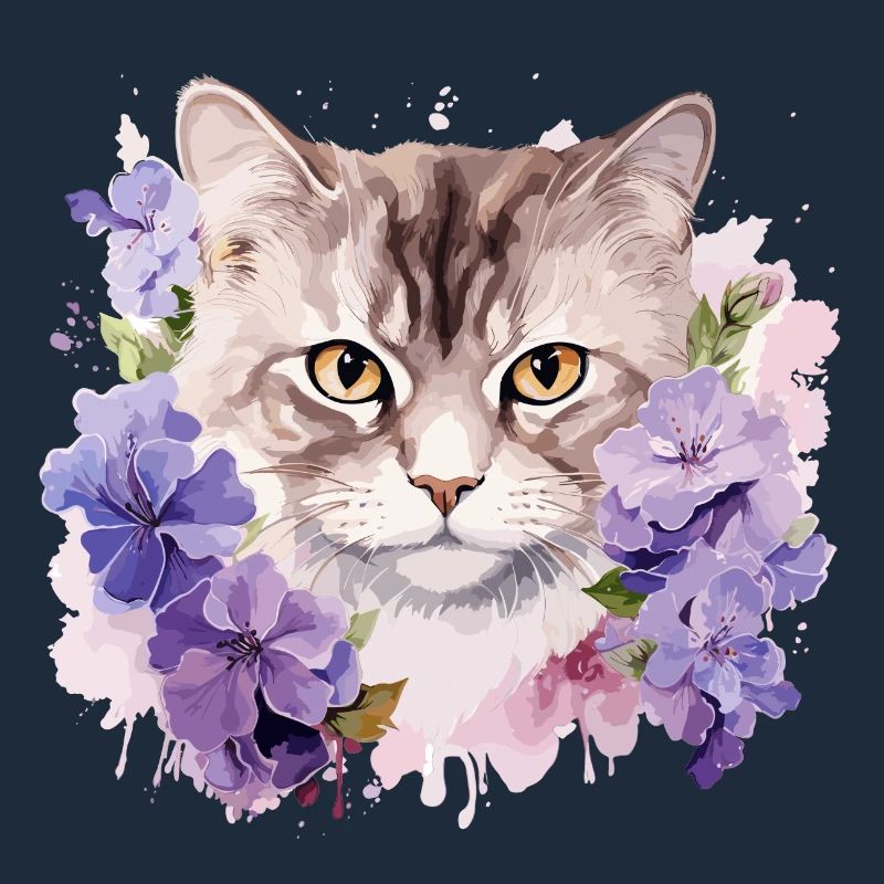 Cat with flowers