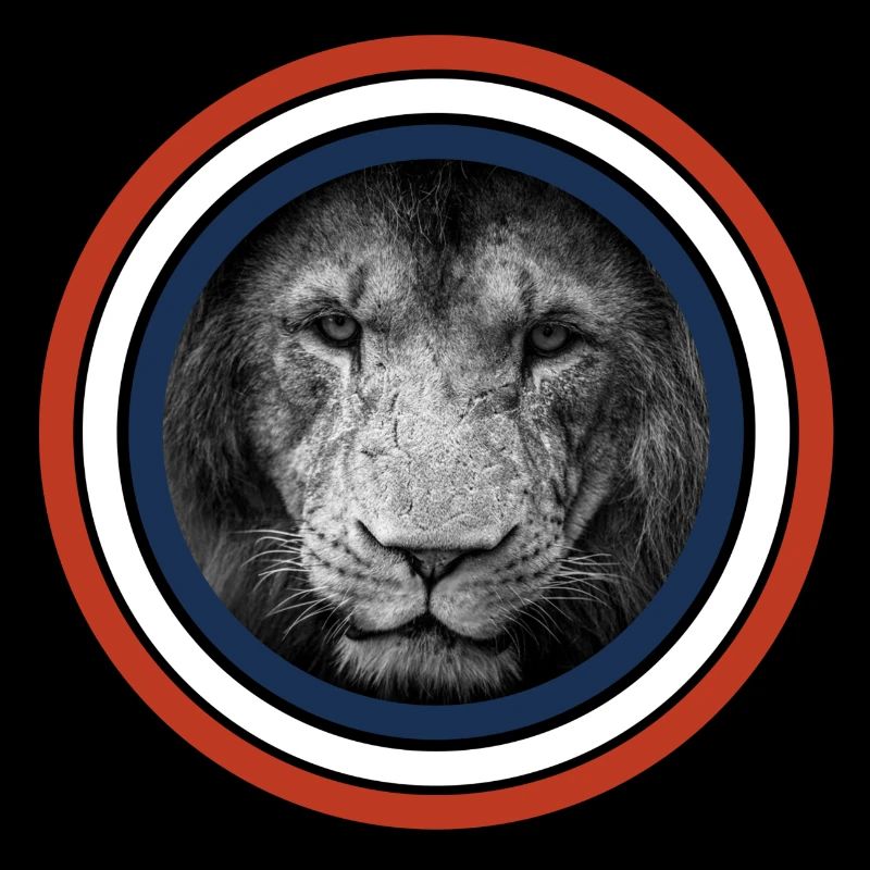 Lion circles red white blue