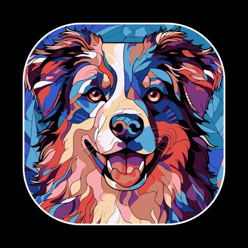 Aquarelle colorée de race de chien de berger australien