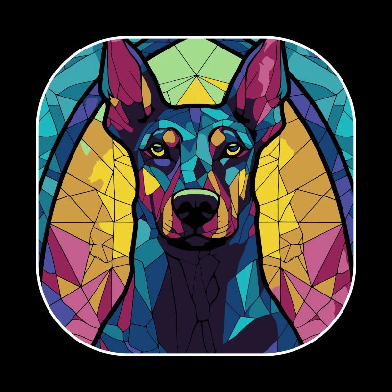 coloré Doberman Pincher Chien Race Aquarelle Gla