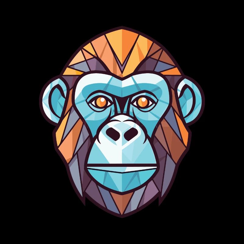 Monkey Gorilla Aquarelle colorée Animal Cartoon