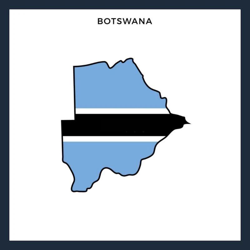 Botswana (Botsuana) Flagge, Map