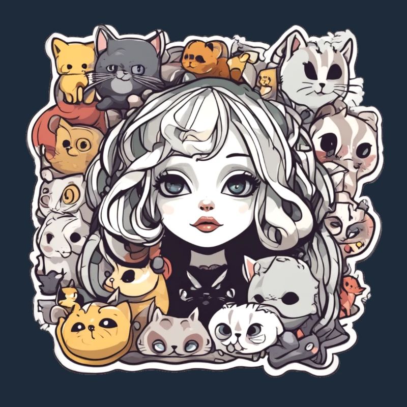 Gothic-Mädchen und Katzen