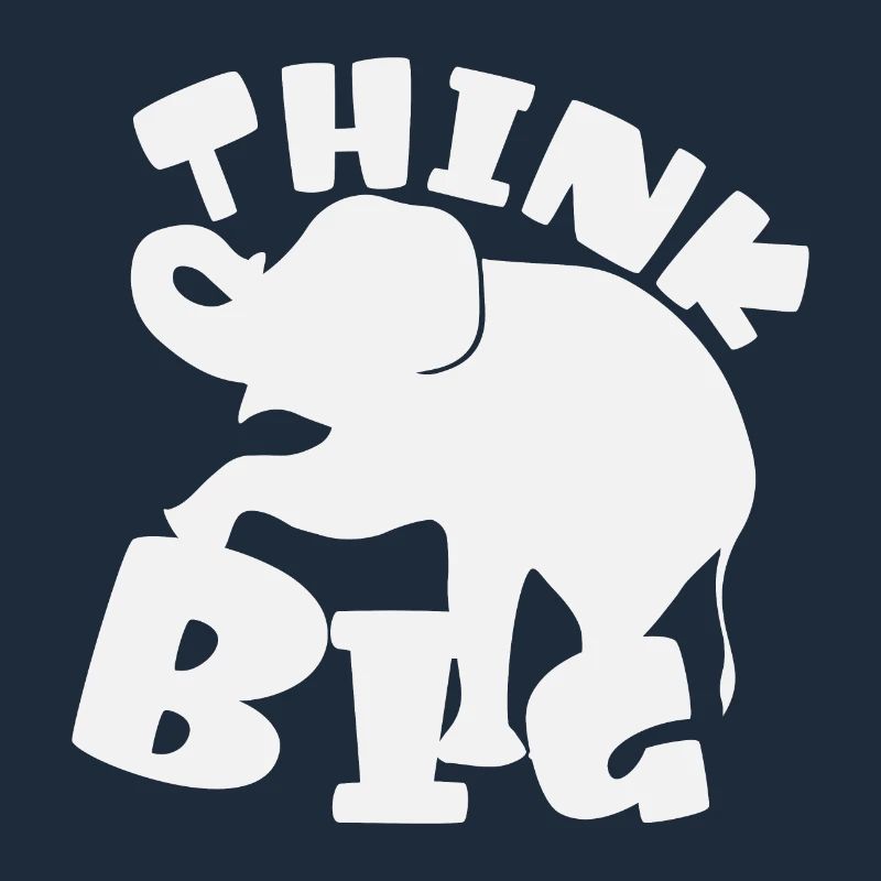 Think Big Elephant idée siluett blanc