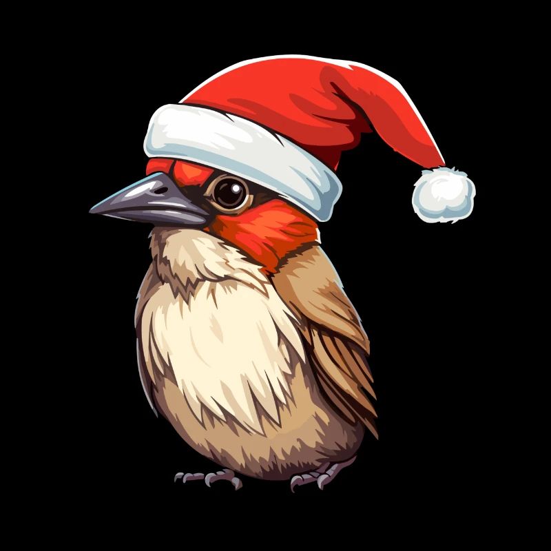 Oiseaux de Noël Oiseaux Santa Hat Hiver