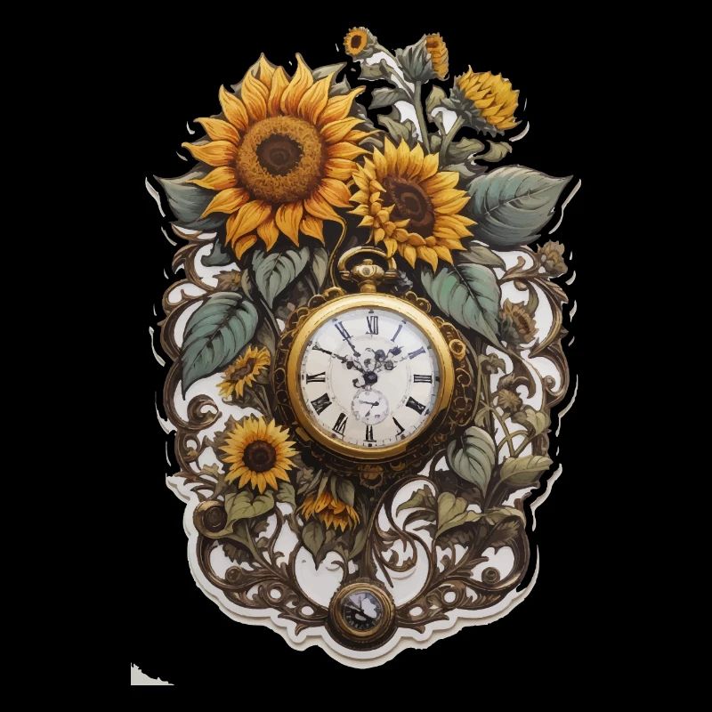 Clock with sunflowers