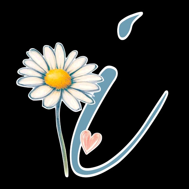 Letter i Daisy Heart