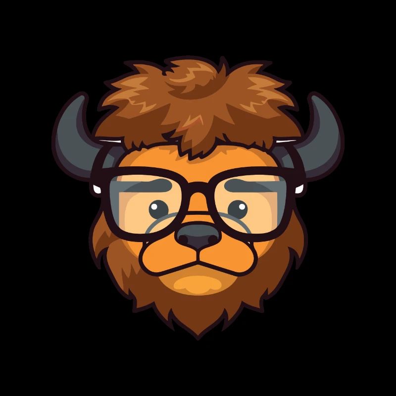 Bison mit Brille Cartoon Kawaii Illustration