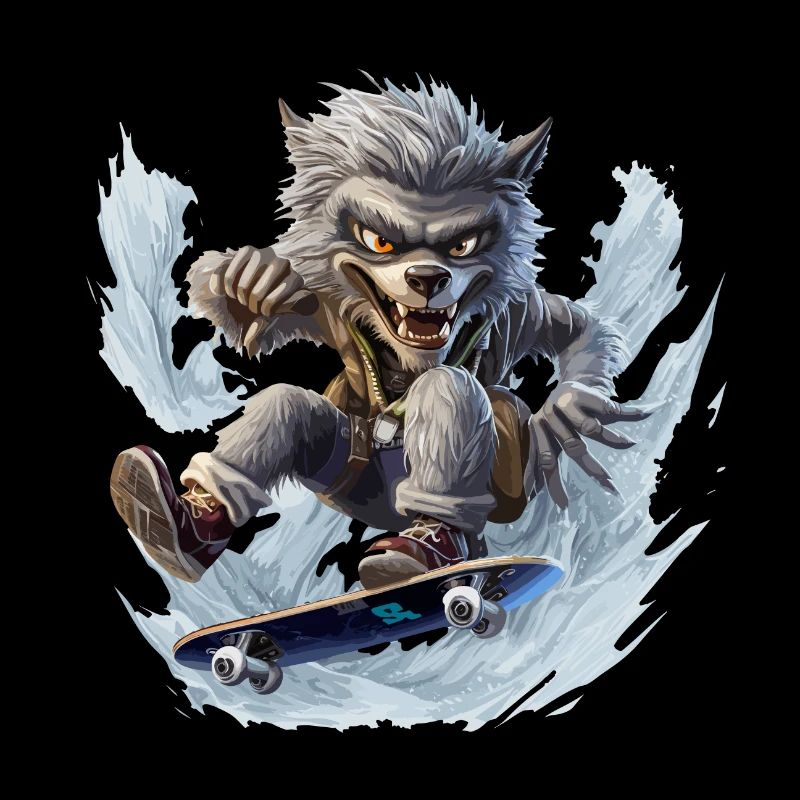 Howling Ollies: Moonlit Skateboard Werewolf Tee