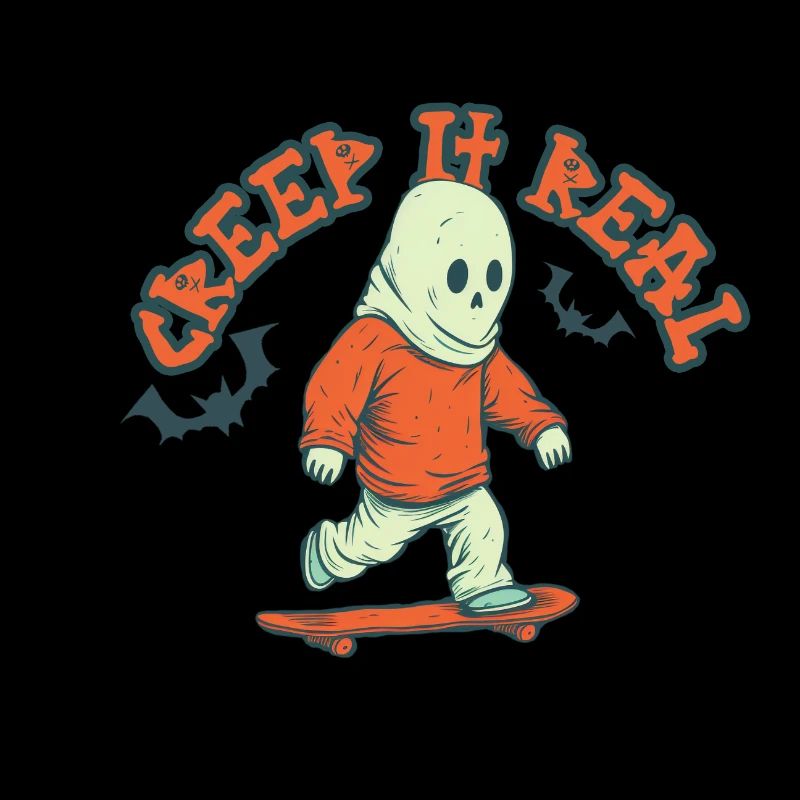 Funny Skateboarding Ghost with Halloween Pun