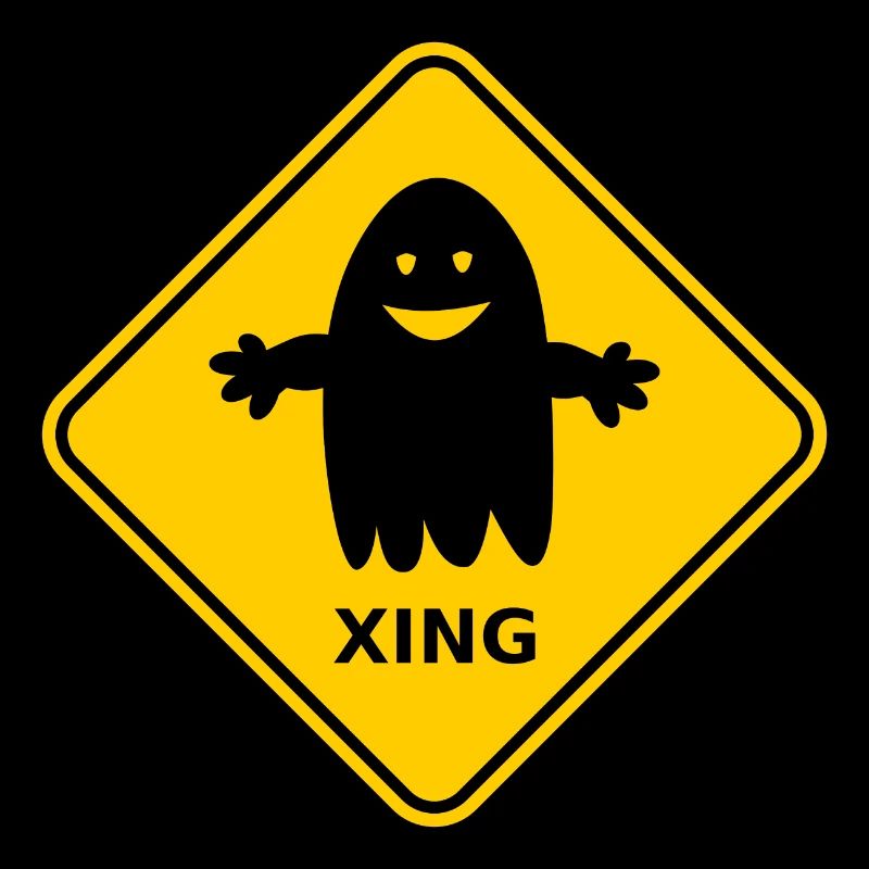 Warnschild "Gespenster / Ghosts Xing"