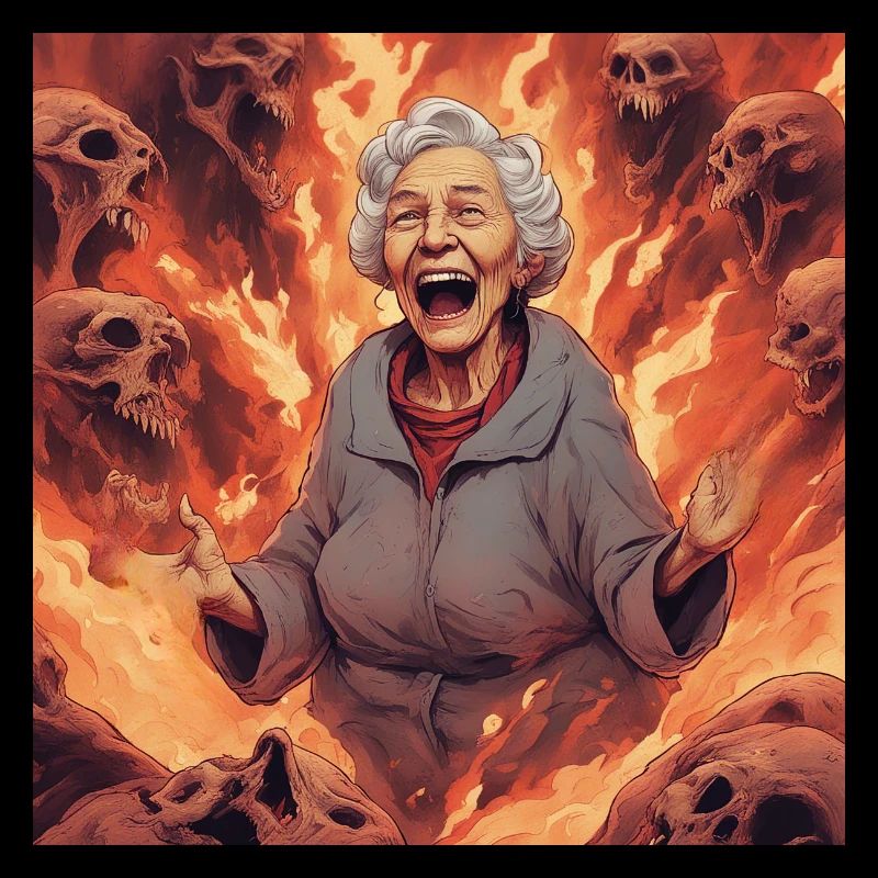 Laughing granny in hell