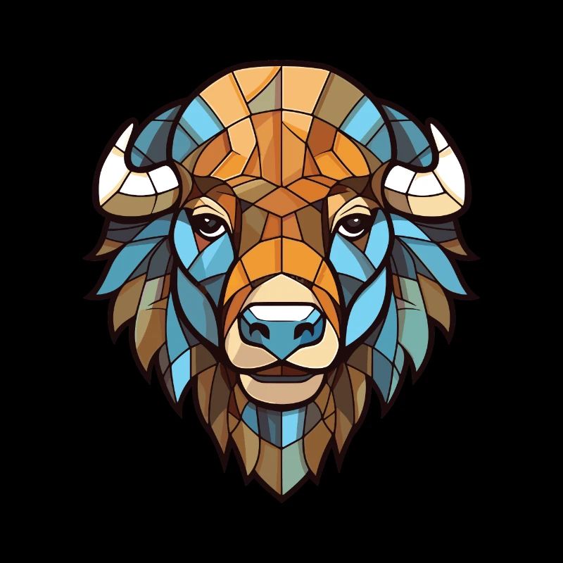Bison buntes Aquarell Tier Haustier Illustration
