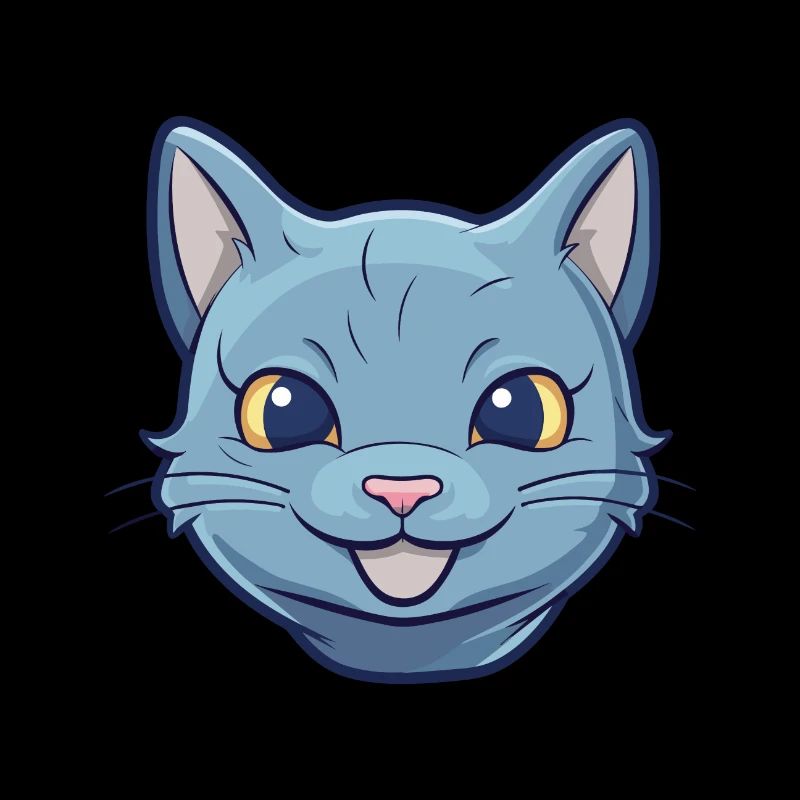 Illustration d’aquarelle de bande dessinée de chat bleu russe