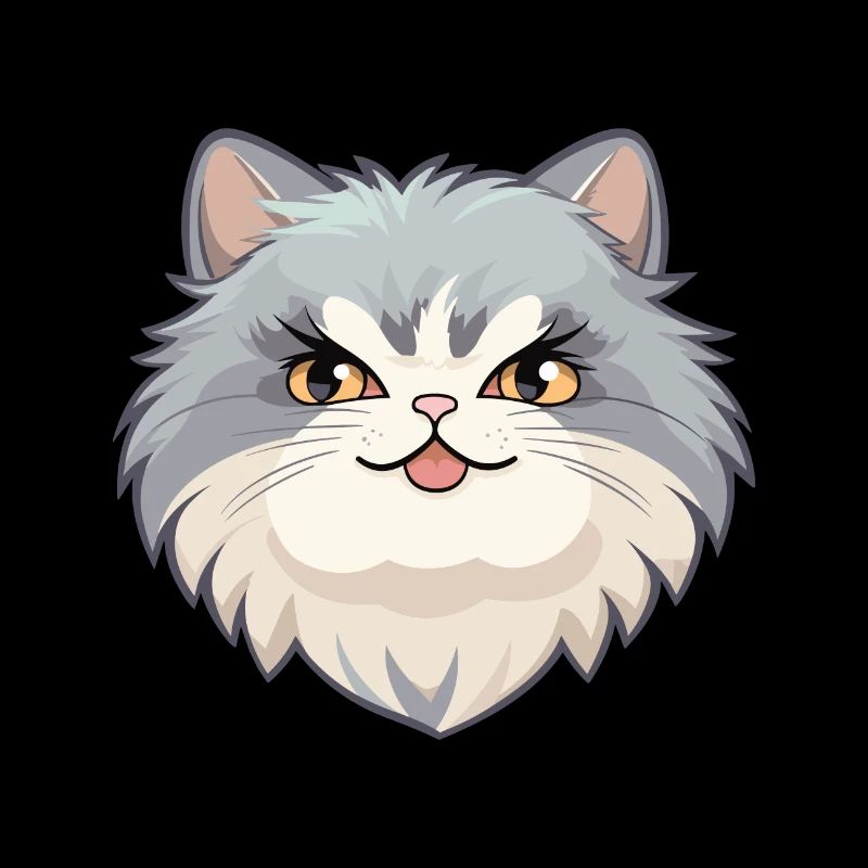 Britisch Langhaar Katze Karikatur Aquarell Clipart